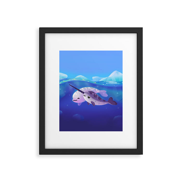 Beluga and Narwhal Framed Art Print Gallery Image 1