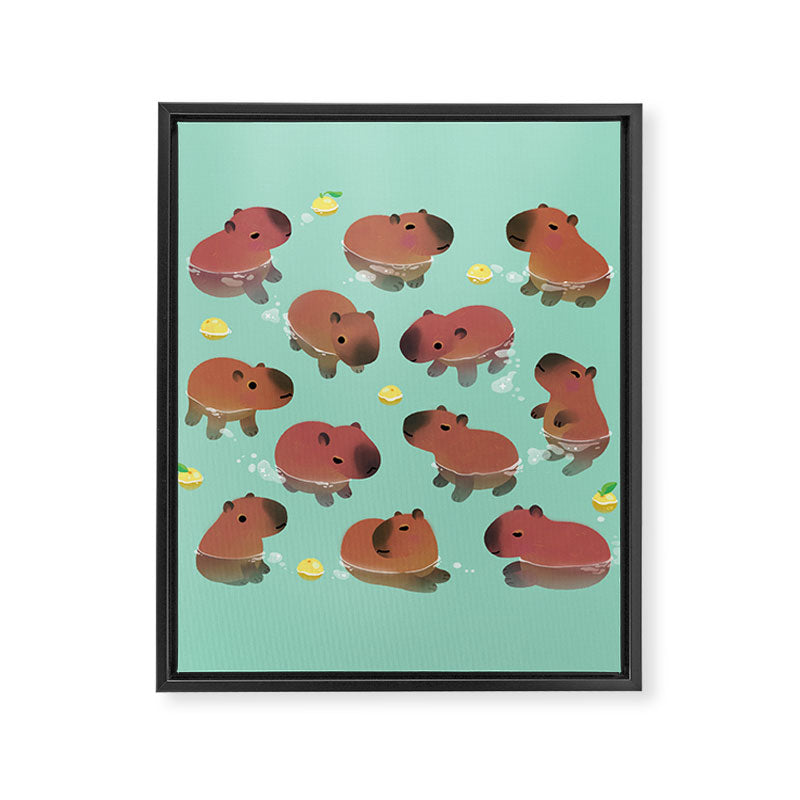 Capybath time Framed Canvas Print Gallery Image 8