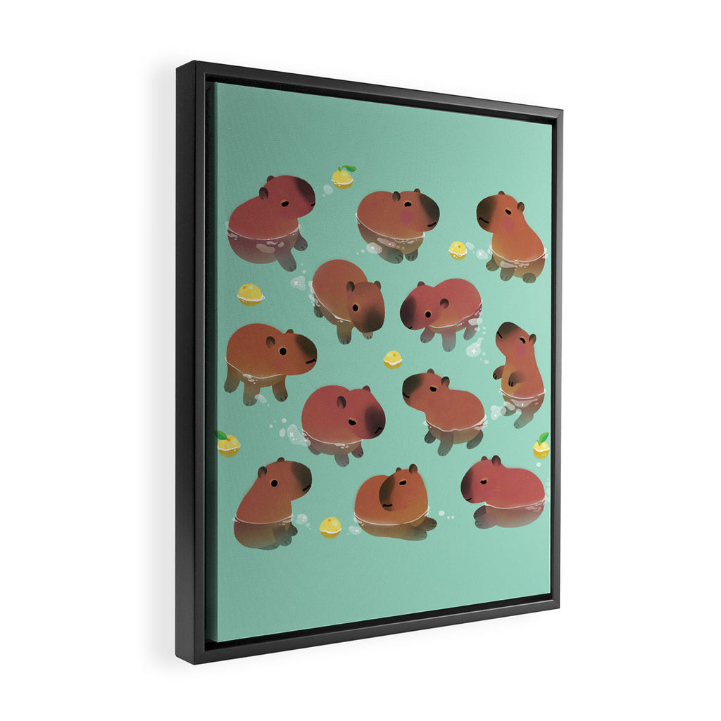 Capybath time Framed Canvas Print Gallery Image 2