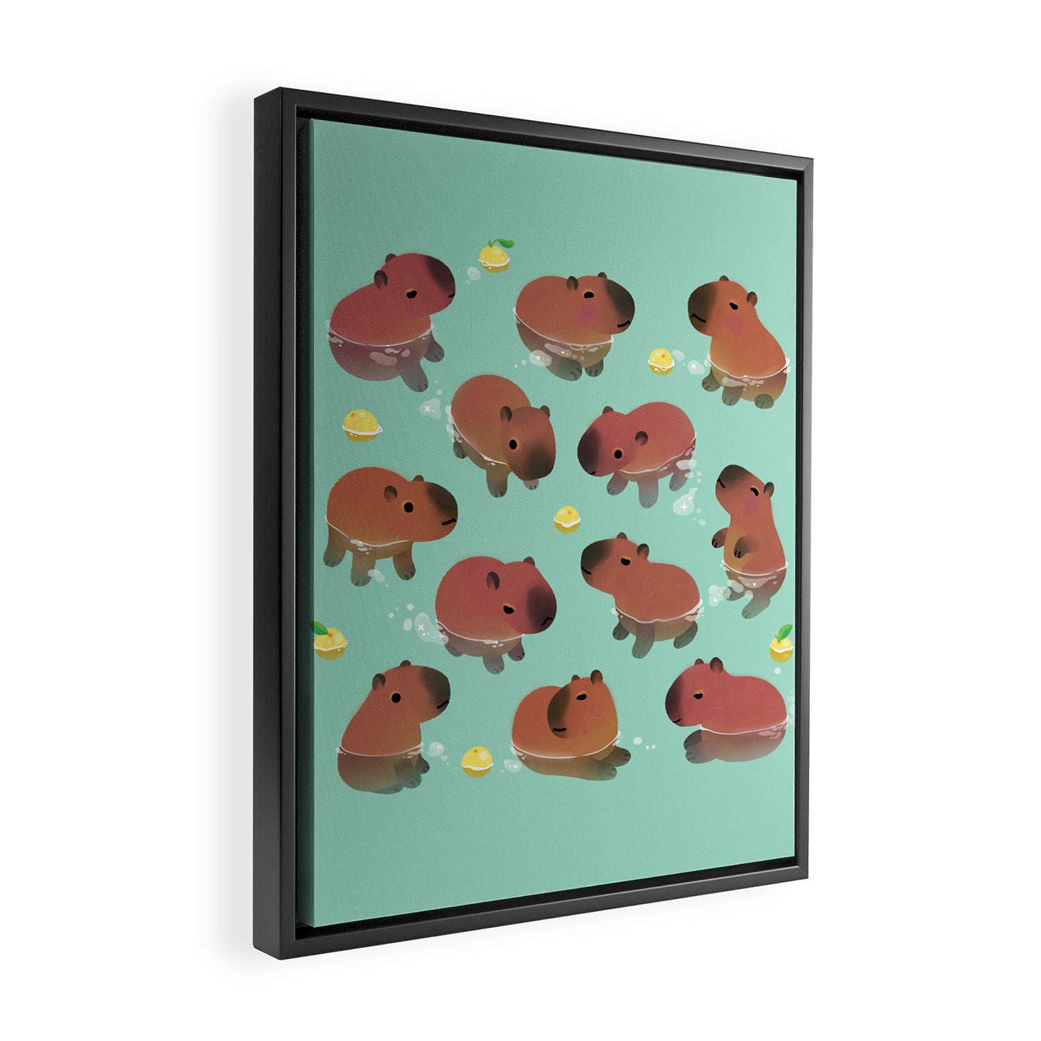 Capybath time Framed Canvas Print Gallery Image 2