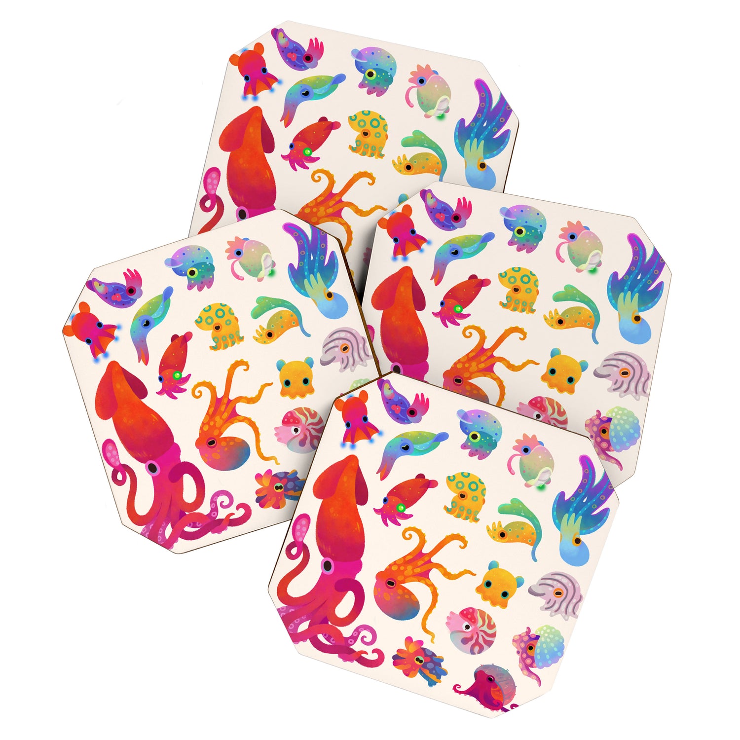 Cephalopod - pastel Coaster Gallery Image 1