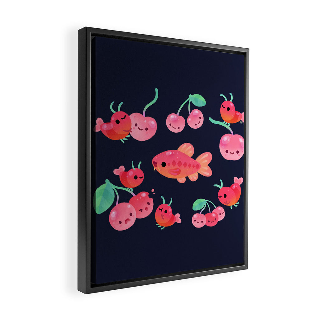 Cherry shrimp and Cherry barb Framed Canvas Print Gallery Image 2
