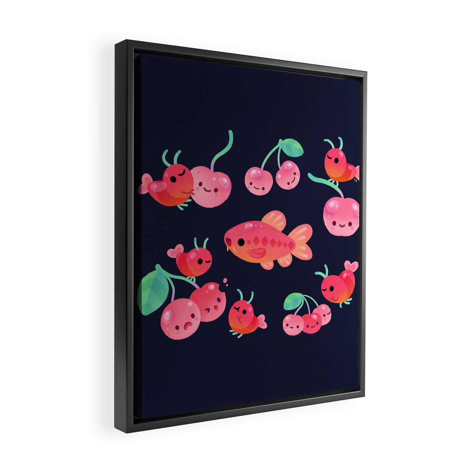 Cherry shrimp and Cherry barb Framed Canvas Print Gallery Image 2