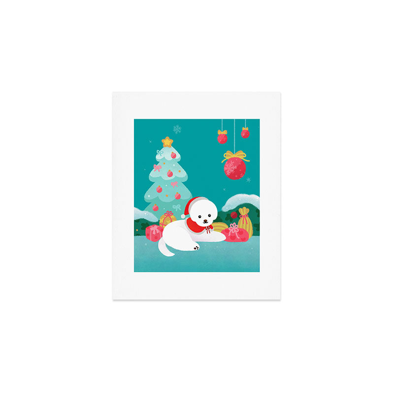 Christmas bichon frise 2 Art Print Gallery Image 1