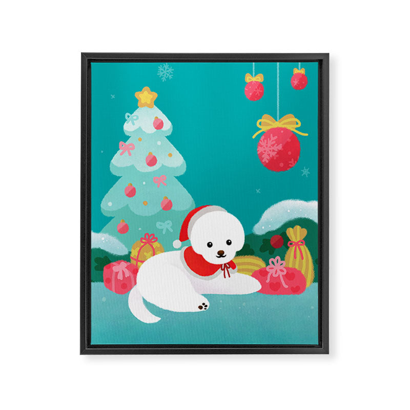 Christmas bichon frise 2 Framed Canvas Print Gallery Image 8