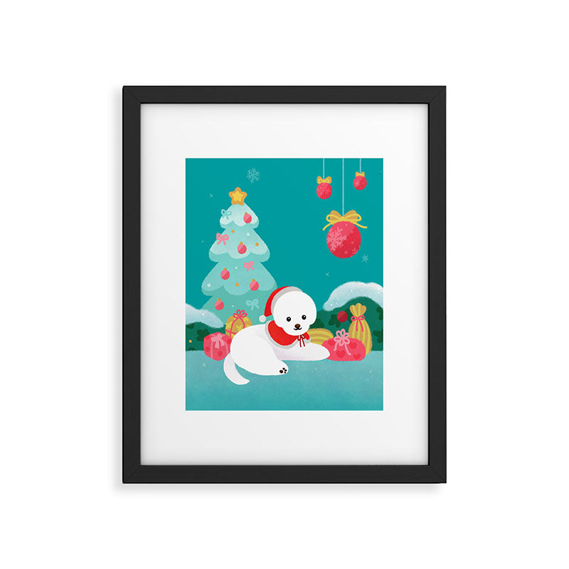 Christmas bichon frise 2 Framed Art Print Gallery Image 6