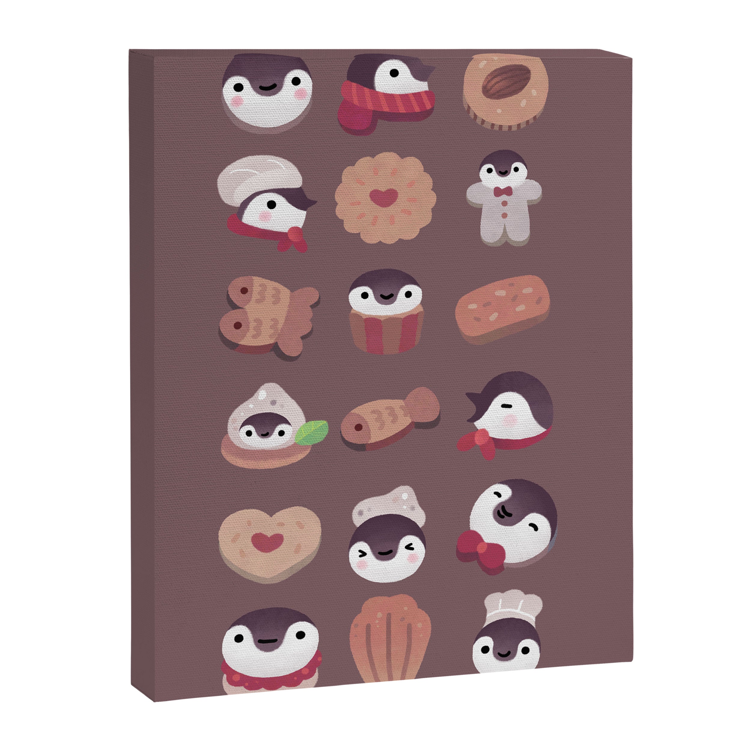 Cookie & cream & penguin - brown  pattern Canvas Print Gallery Image 6