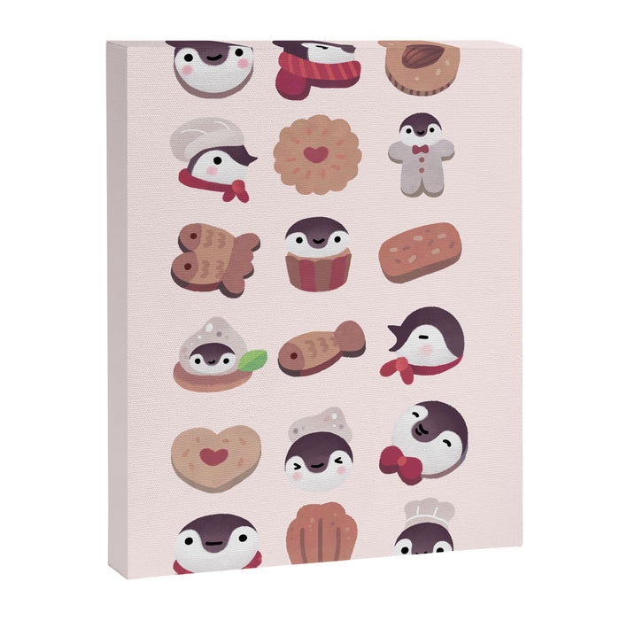 Cookie & cream & penguin - pink pattern Canvas Print Gallery Image 1