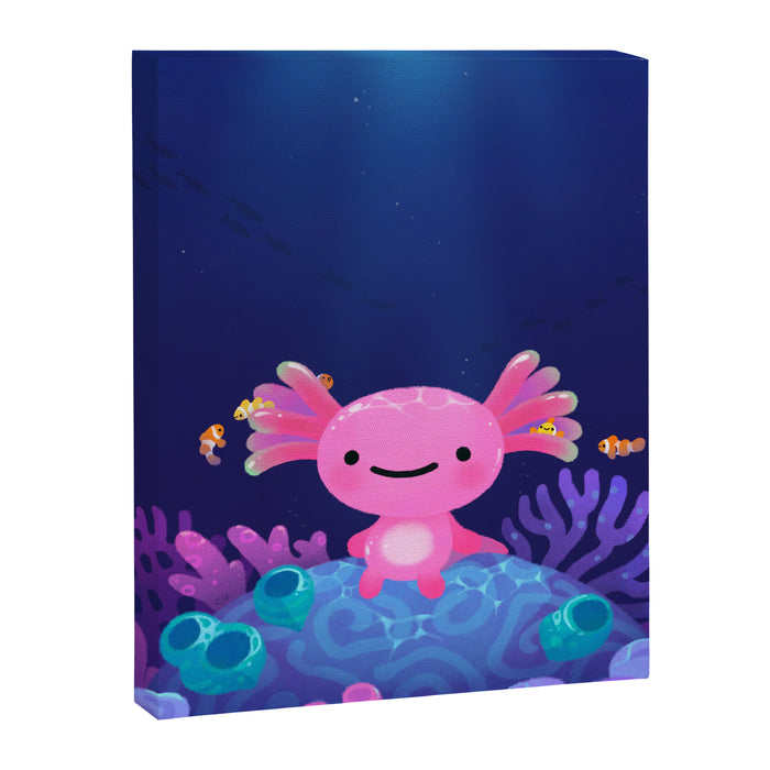 Coral axolotl Canvas Print Gallery Image 1