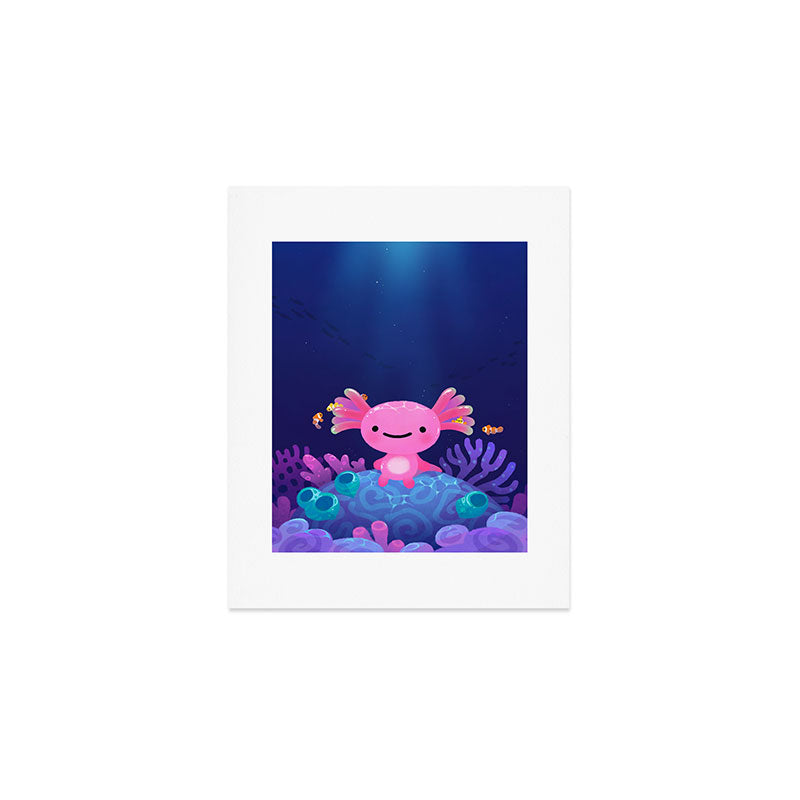 Coral axolotl Art Print Gallery Image 1