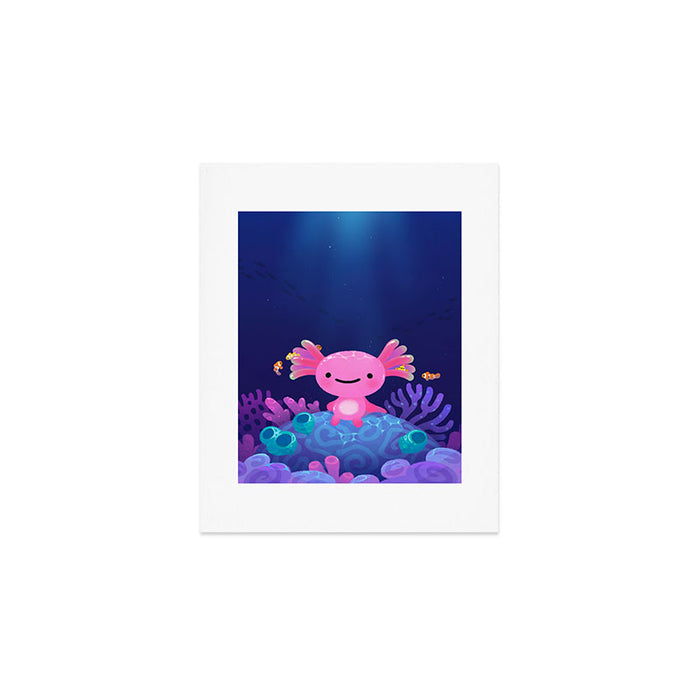 Coral axolotl Art Print Gallery Image 1