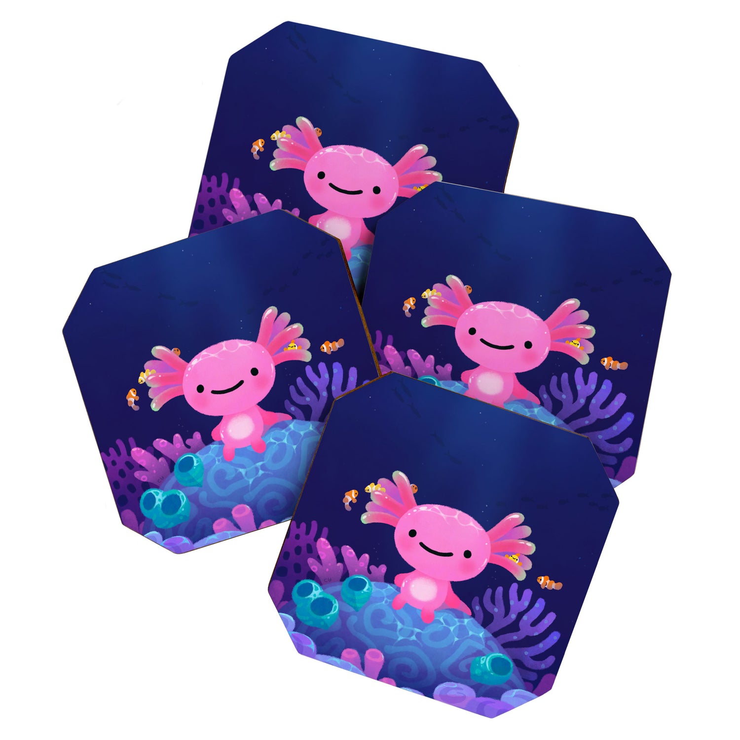 Coral axolotl Coaster Gallery Image 1