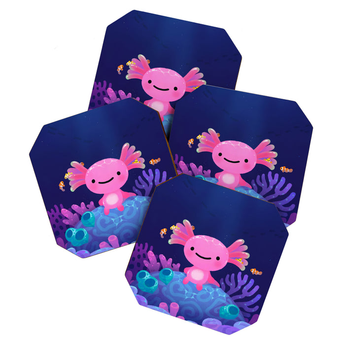 Coral axolotl Coaster Gallery Image 1