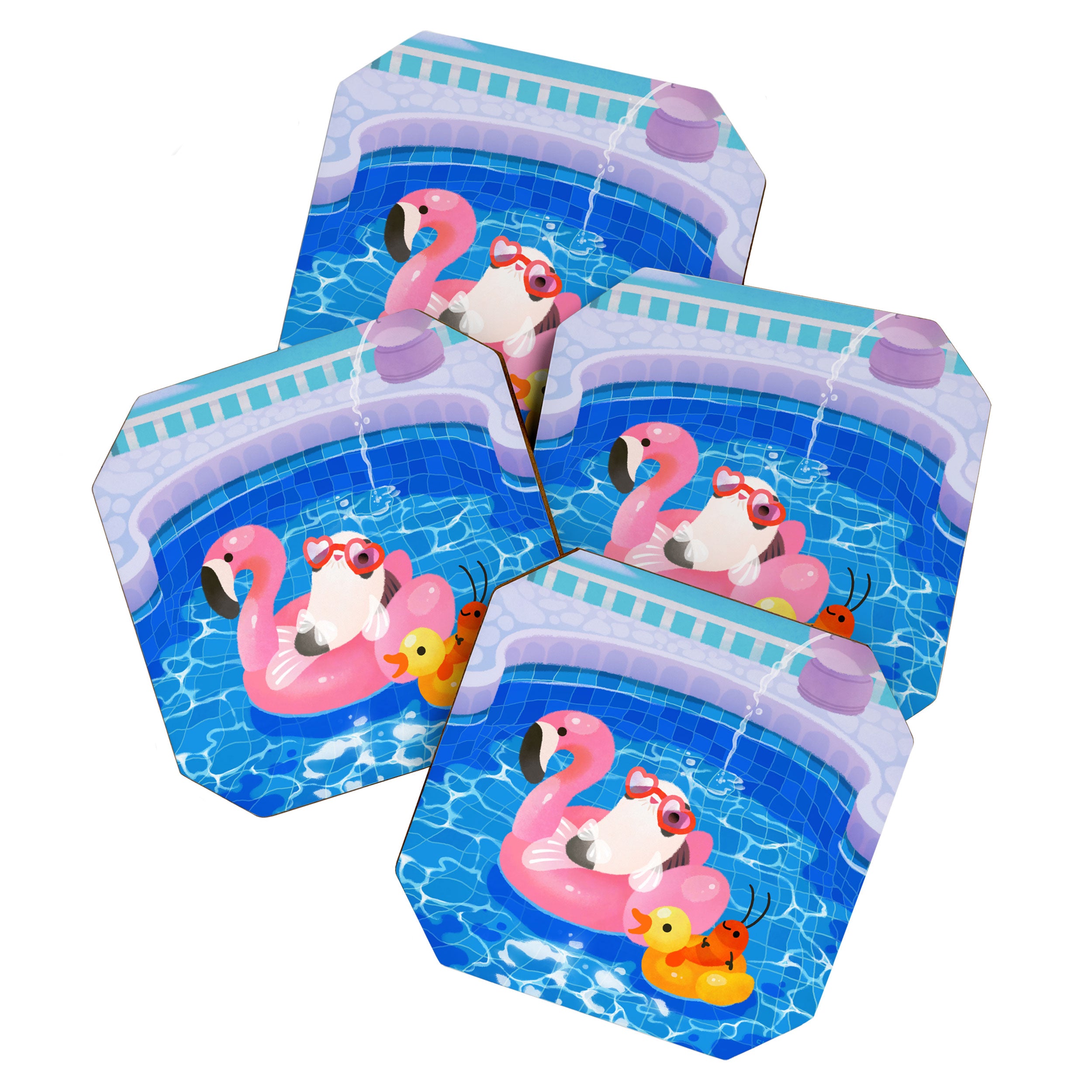 Cory cats in the swimming pool 2 Coaster Gallery Image 1