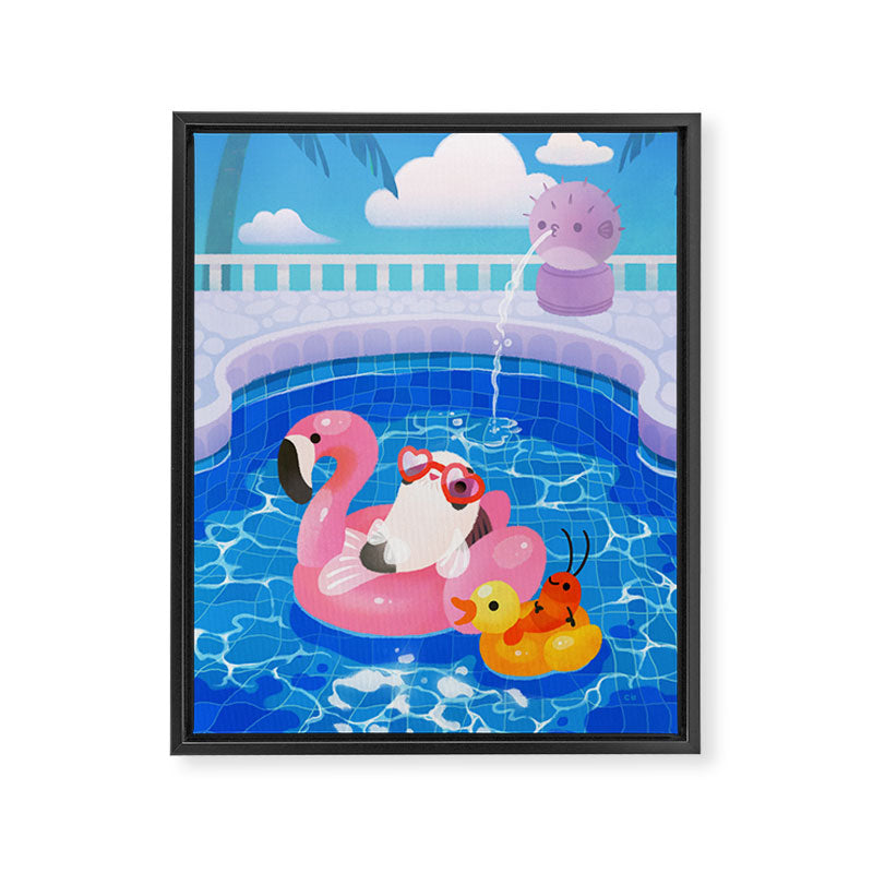 Cory cats in the swimming pool 2 Framed Canvas Print Gallery Image 6