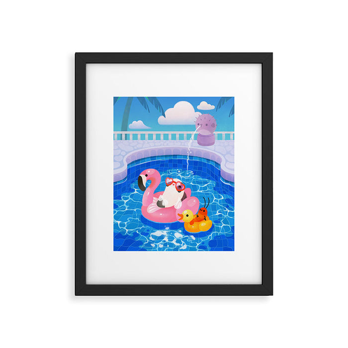 Cory cats in the swimming pool 2 Framed Art Print Gallery Image 1