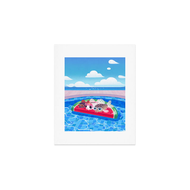 Cory cats in the swimming pool Art Print Gallery Image 1
