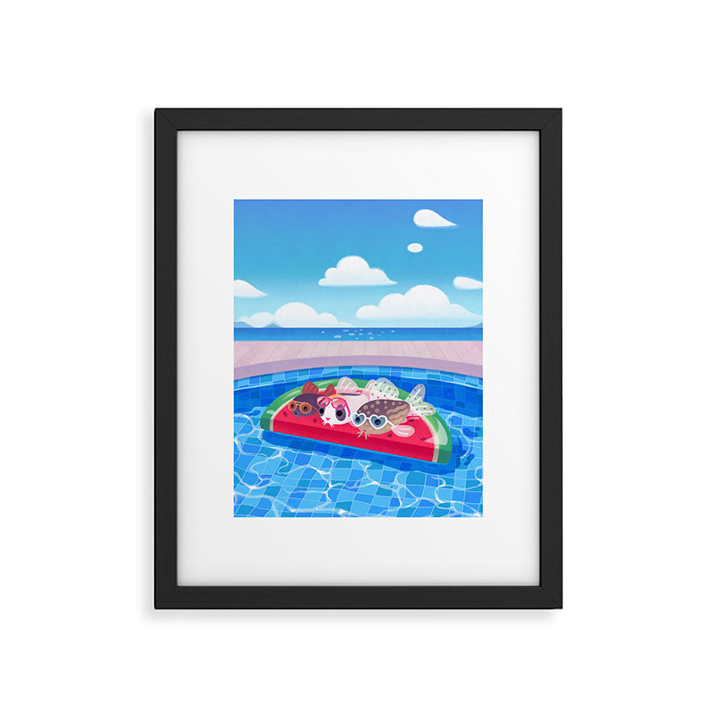 Cory cats in the swimming pool Framed Art Print Gallery Image 6