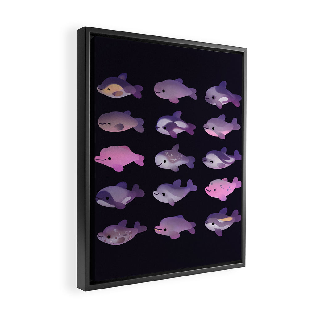 Dolphin Day - dark Framed Canvas Print Gallery Image 2