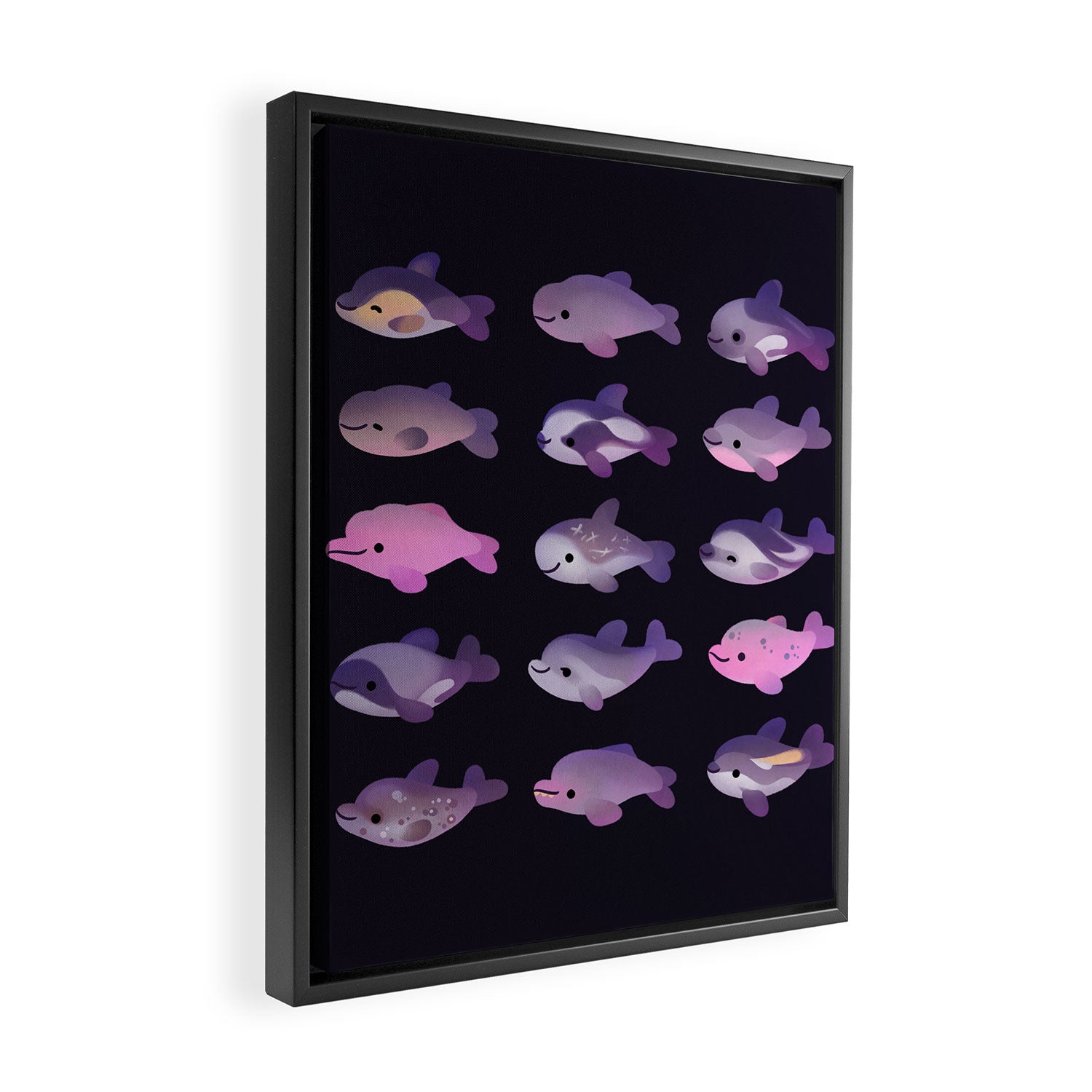 Dolphin Day - dark Framed Canvas Print Gallery Image 2