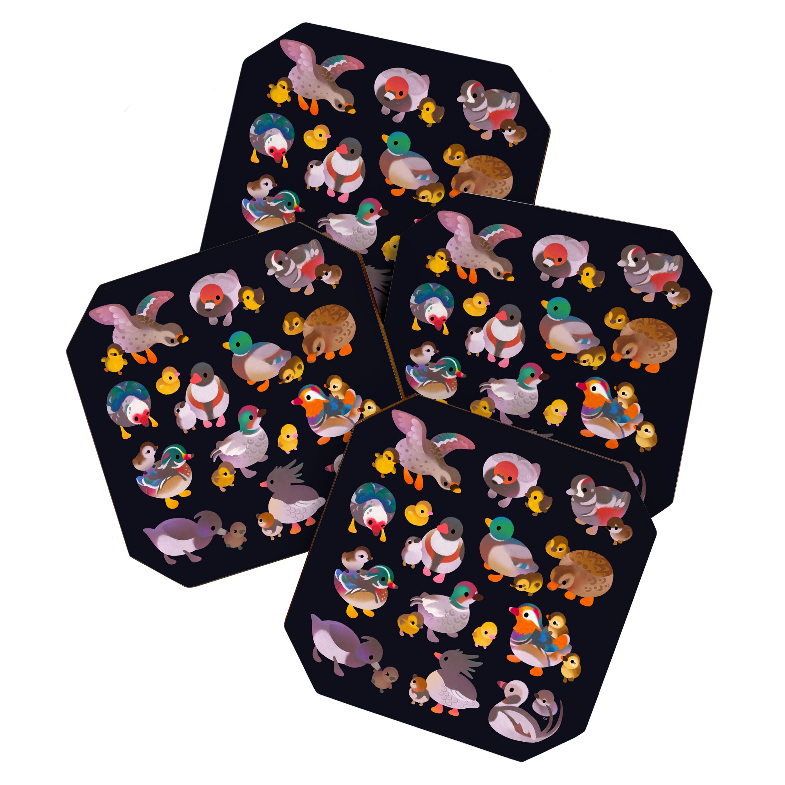 Duck and Duckling - dark Coaster Gallery Image 1