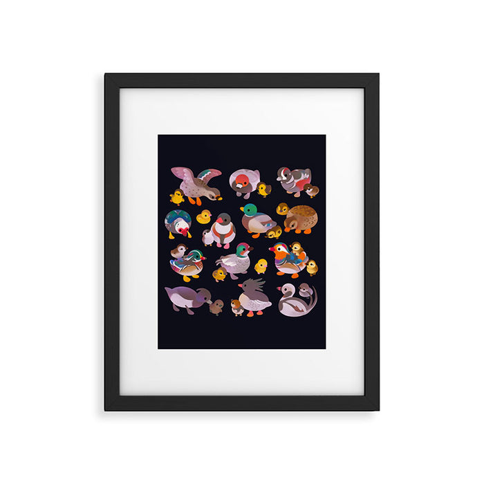 Duck and Duckling - dark Framed Art Print Gallery Image 1