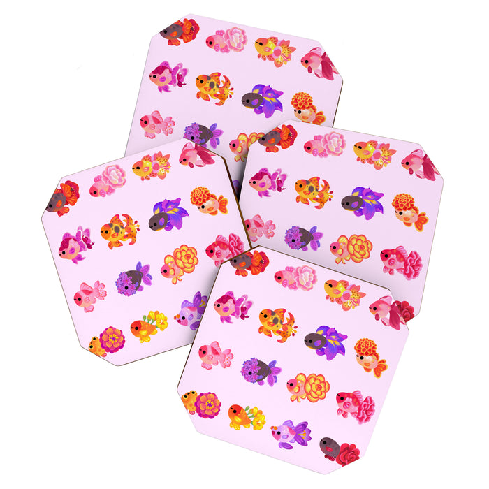 Flower goldfish - bright Coaster Gallery Image 1