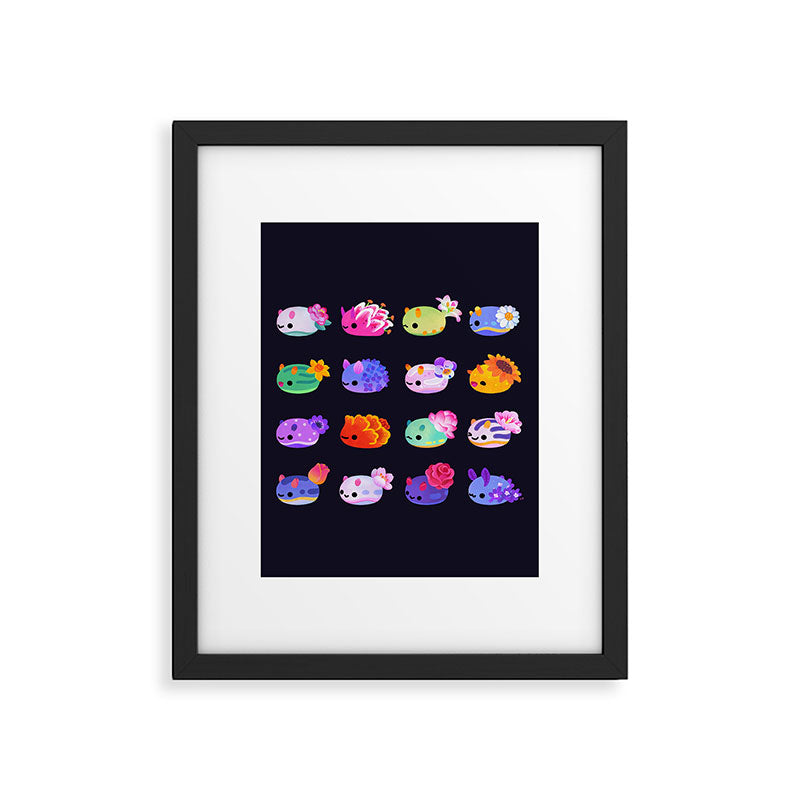 Flower sea slug - dark Framed Art Print Gallery Image 6