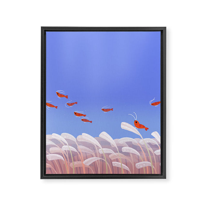 Flying cherry shrimp Framed Canvas Print Gallery Image 1