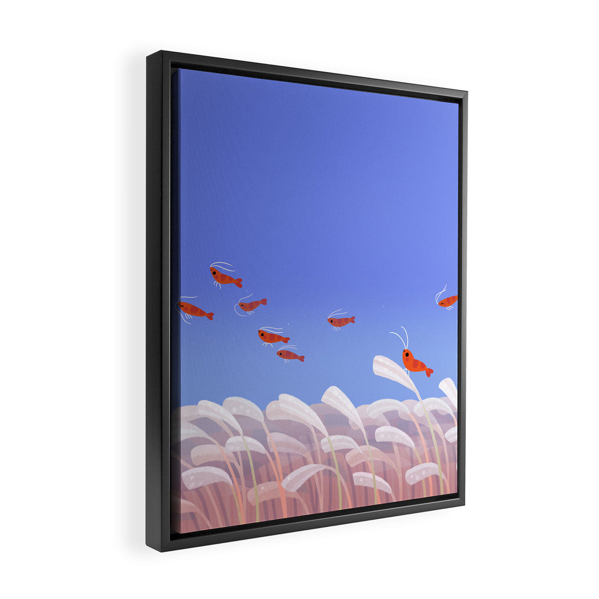Flying cherry shrimp Framed Canvas Print Gallery Image 2
