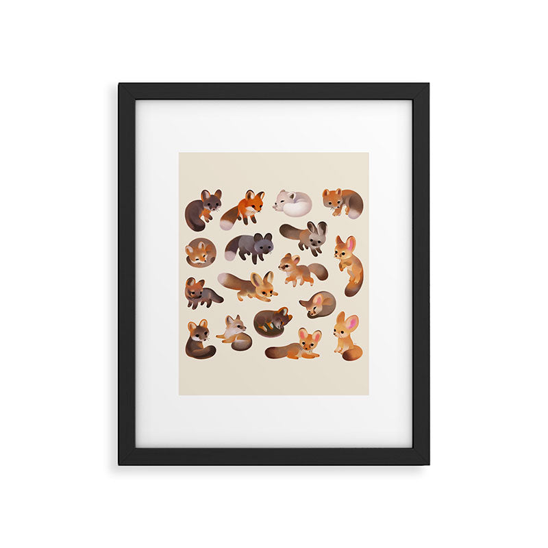 Foxes - beige Framed Art Print Gallery Image 6