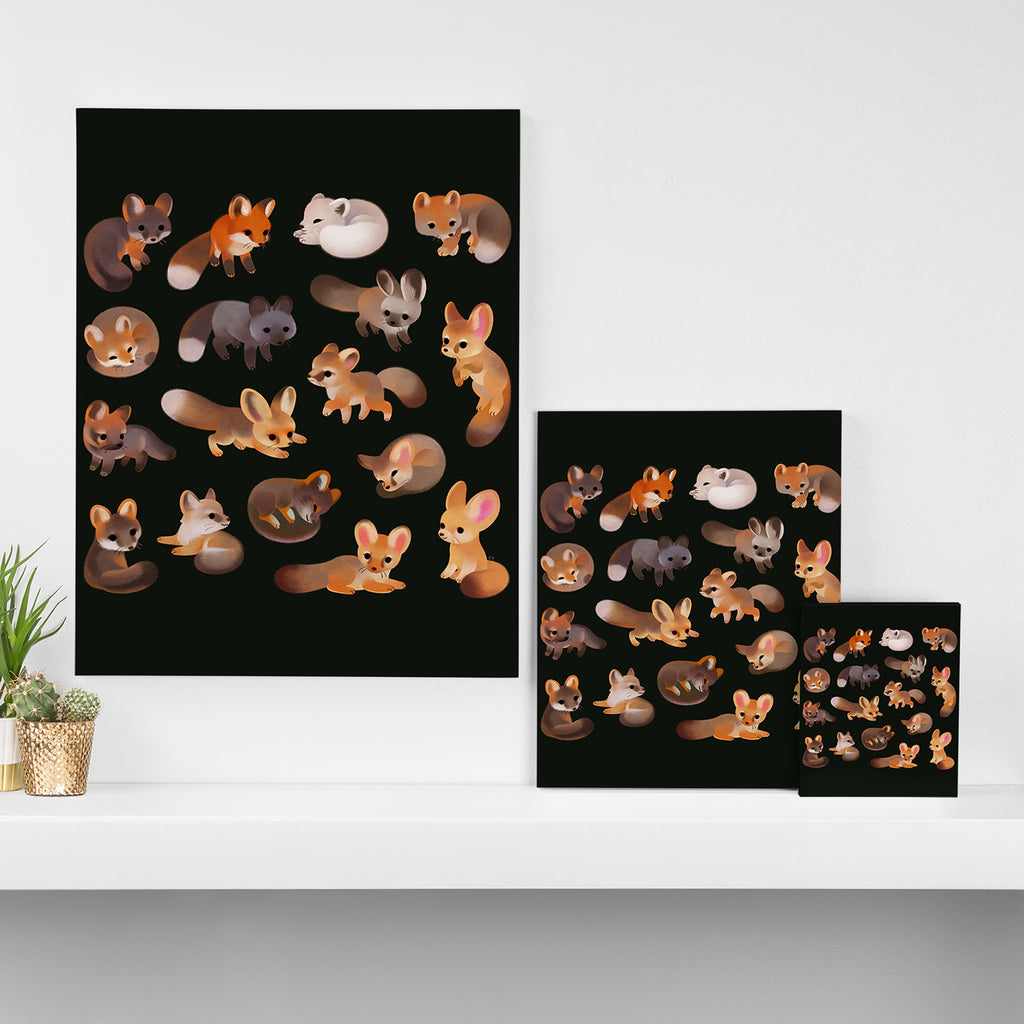 Foxes - dark Canvas Print Gallery Image 3