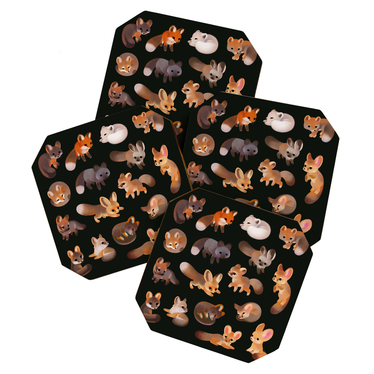 Foxes - dark Coaster Gallery Image 1