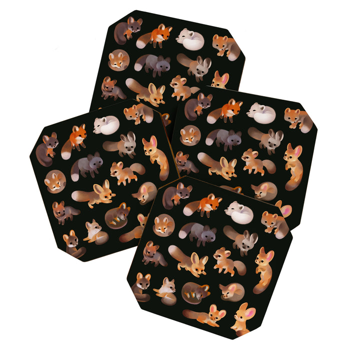 Foxes - dark Coaster Gallery Image 1