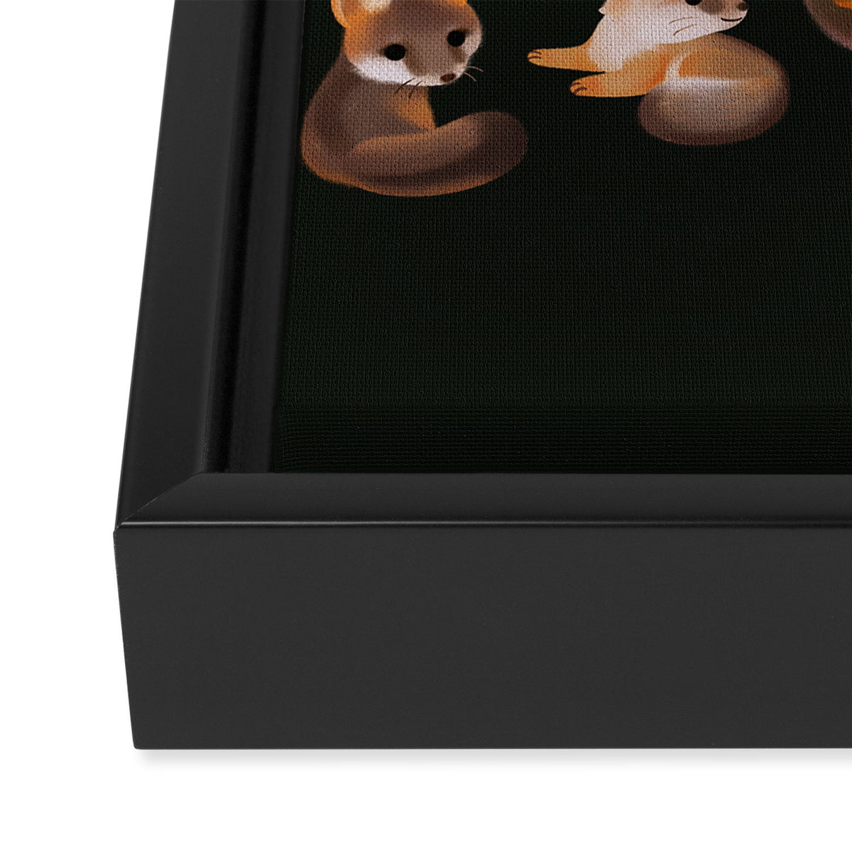 Foxes - dark Framed Canvas Print Gallery Image 3