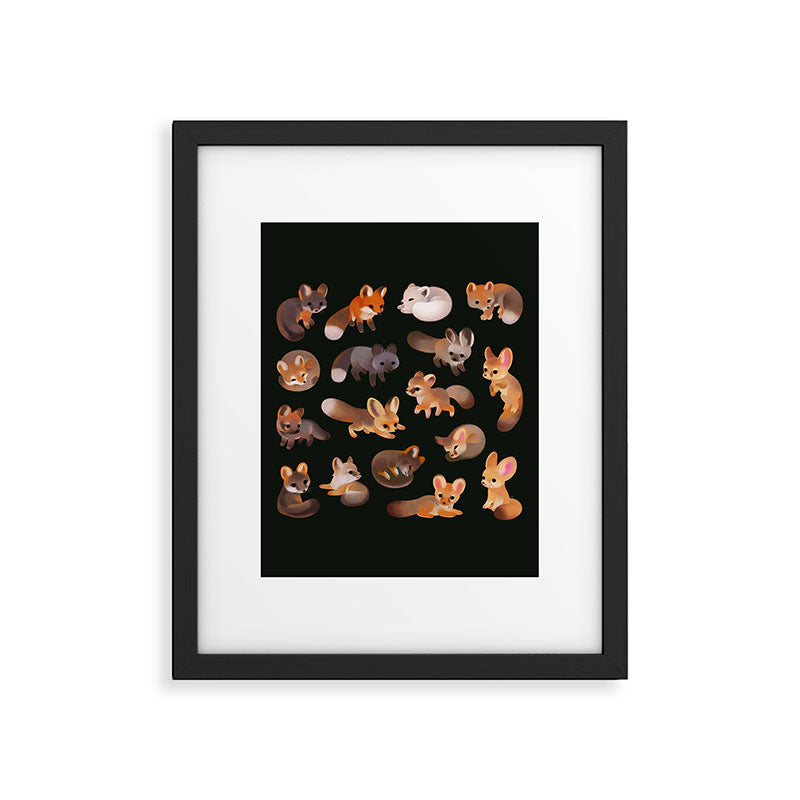 Foxes - dark Framed Art Print Gallery Image 6