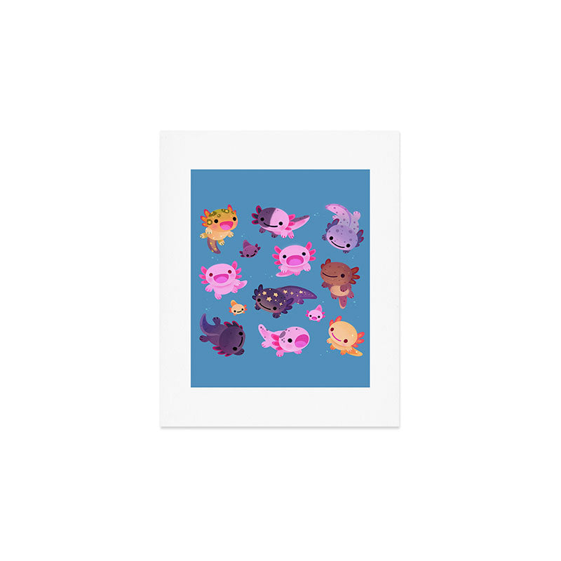 Happy axolotl - blue Art Print Gallery Image 1