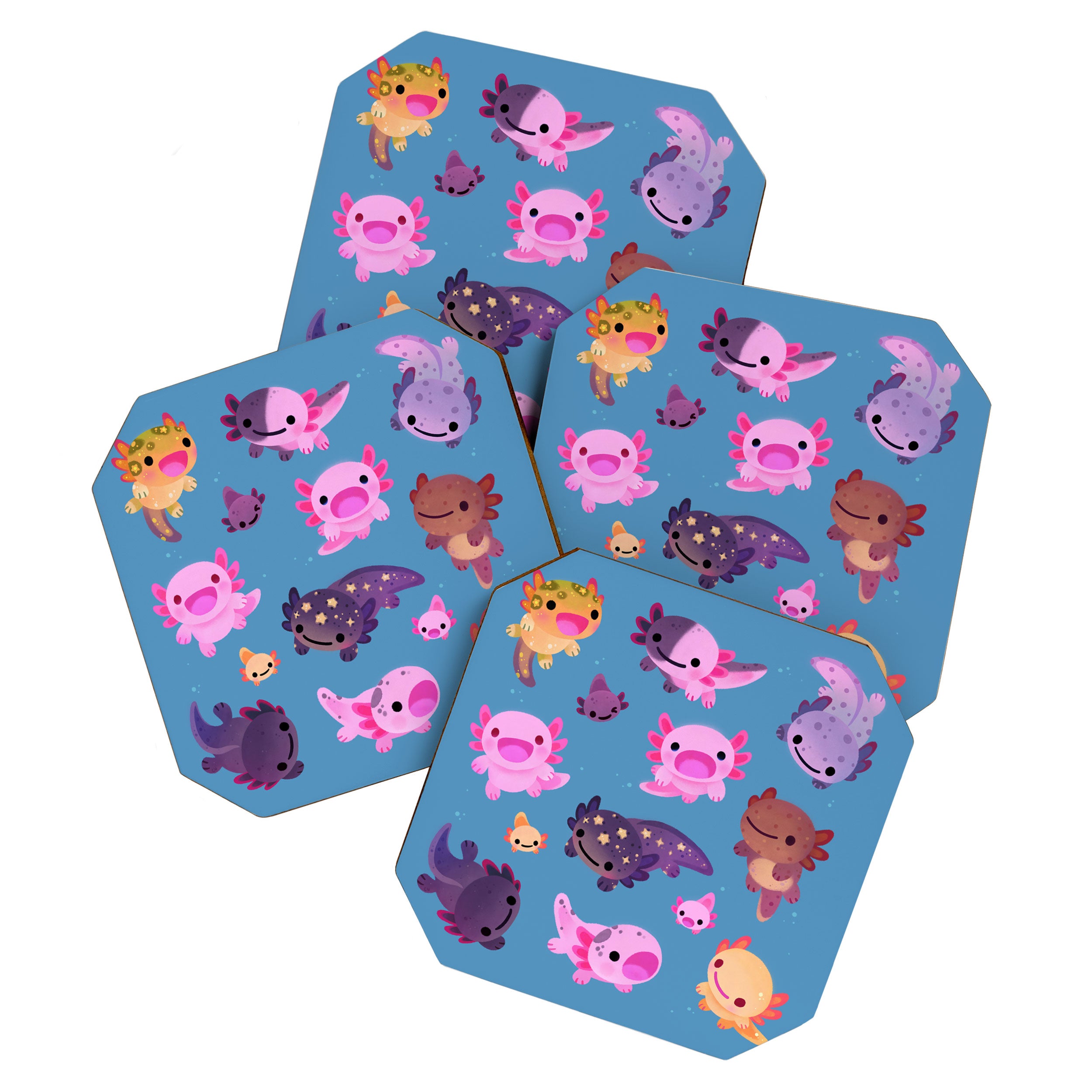 Happy axolotl - blue Coaster Gallery Image 1