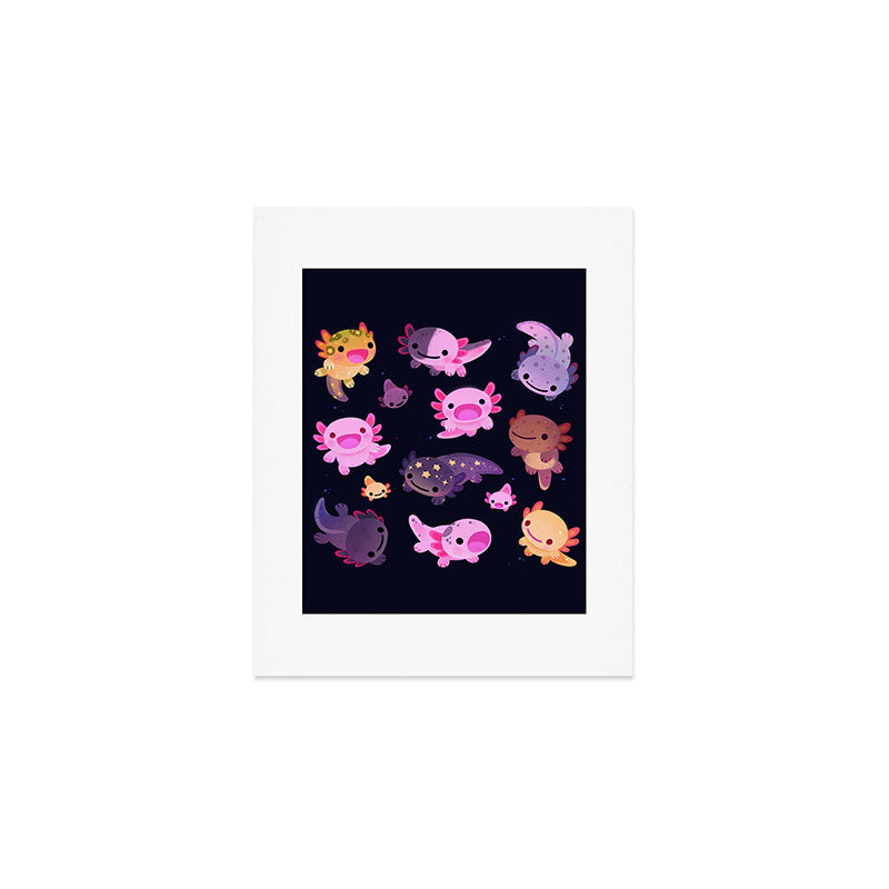 Happy axolotl - dark Art Print Gallery Image 1