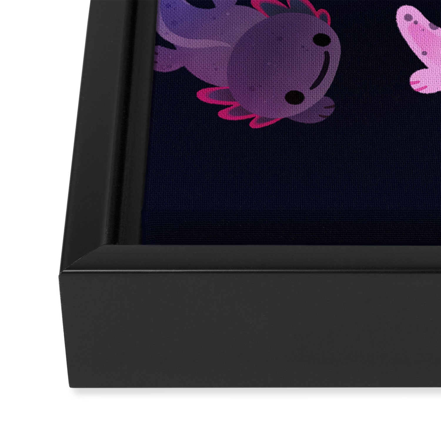 Happy axolotl - dark Framed Canvas Print Gallery Image 3