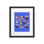 Happy puffin - blue Framed Art Print Gallery Image 6