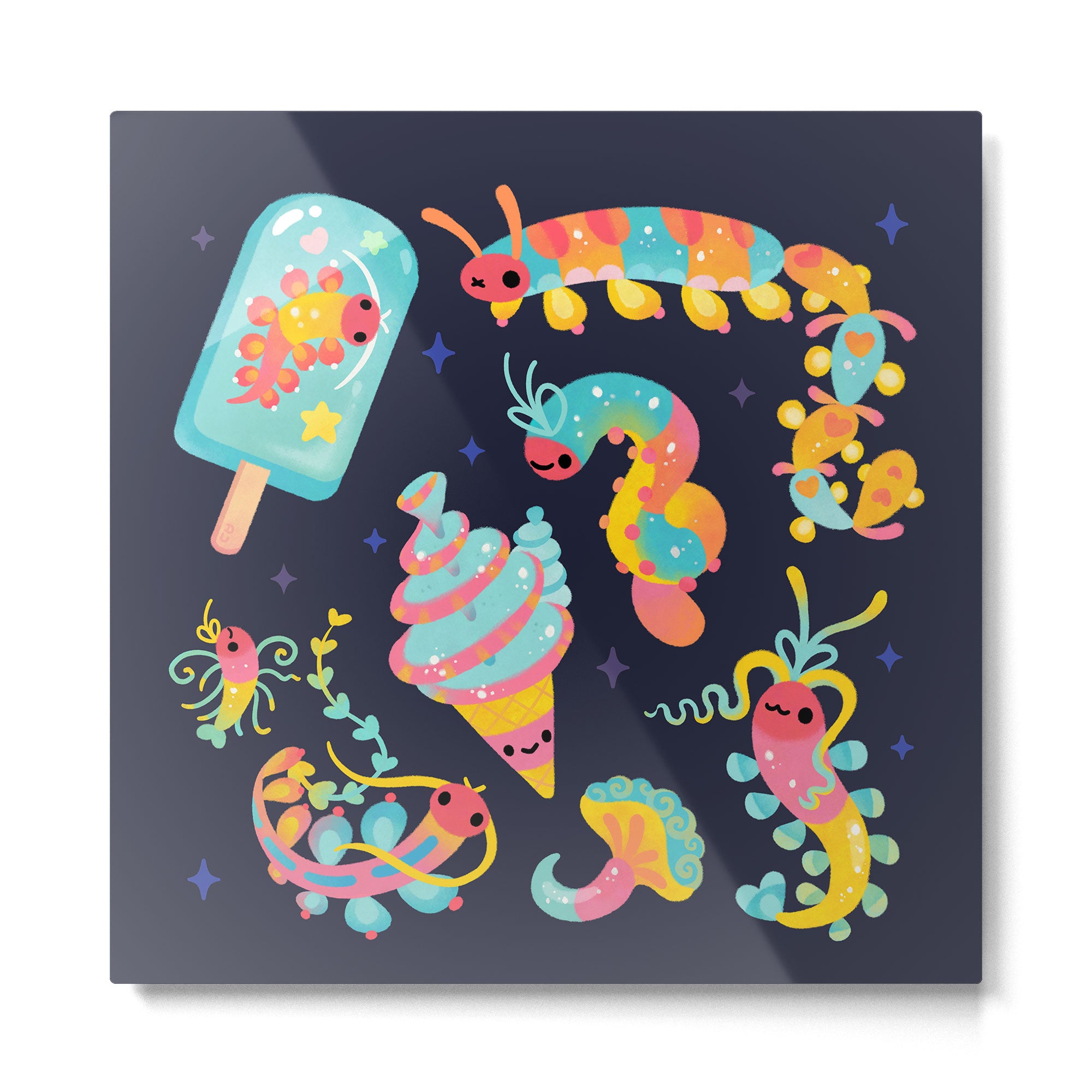 Jelly Polychaete worm - dark Metal Print Gallery Image 2