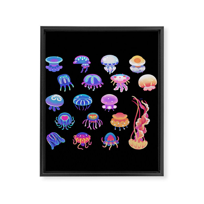 Jellyfish Day - dark Framed Canvas Print Gallery Image 8