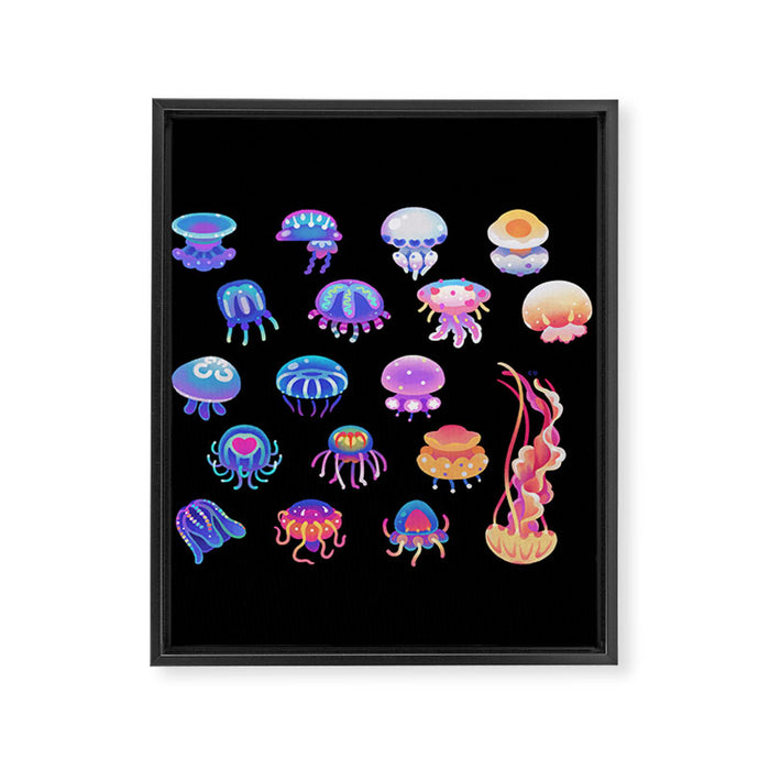 Jellyfish Day - dark Framed Canvas Print Gallery Image 1