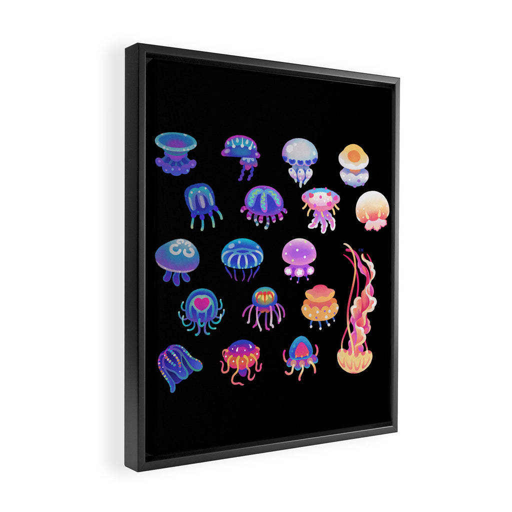 Jellyfish Day - dark Framed Canvas Print Gallery Image 2
