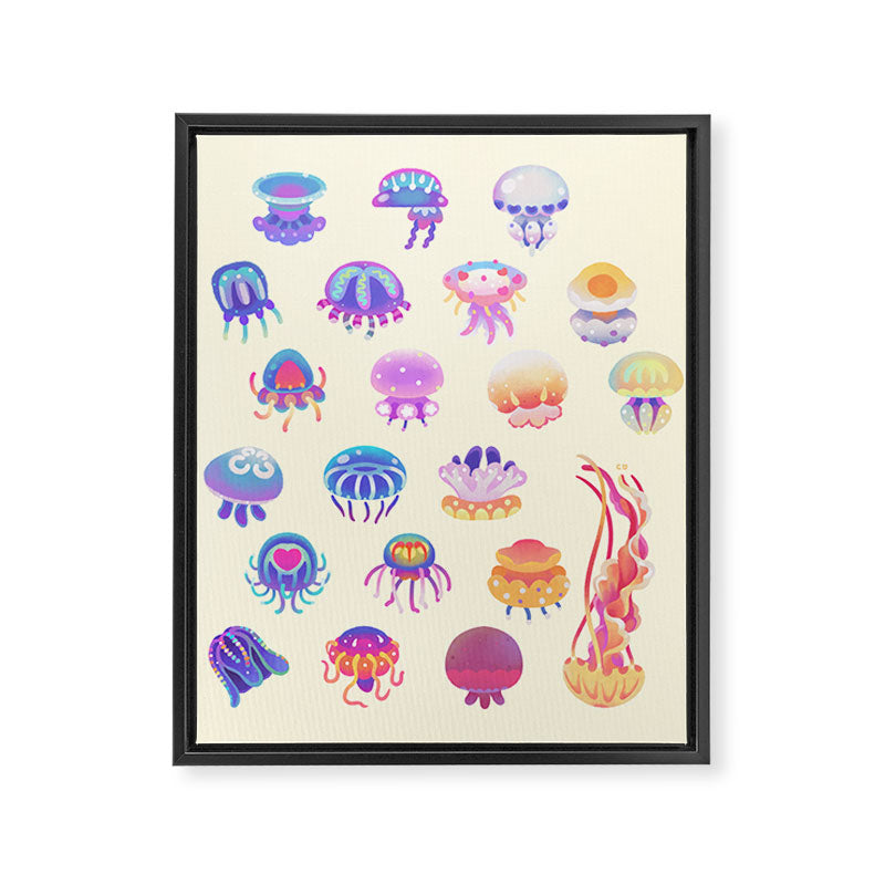 Jellyfish Day - pastel Framed Canvas Print Gallery Image 8