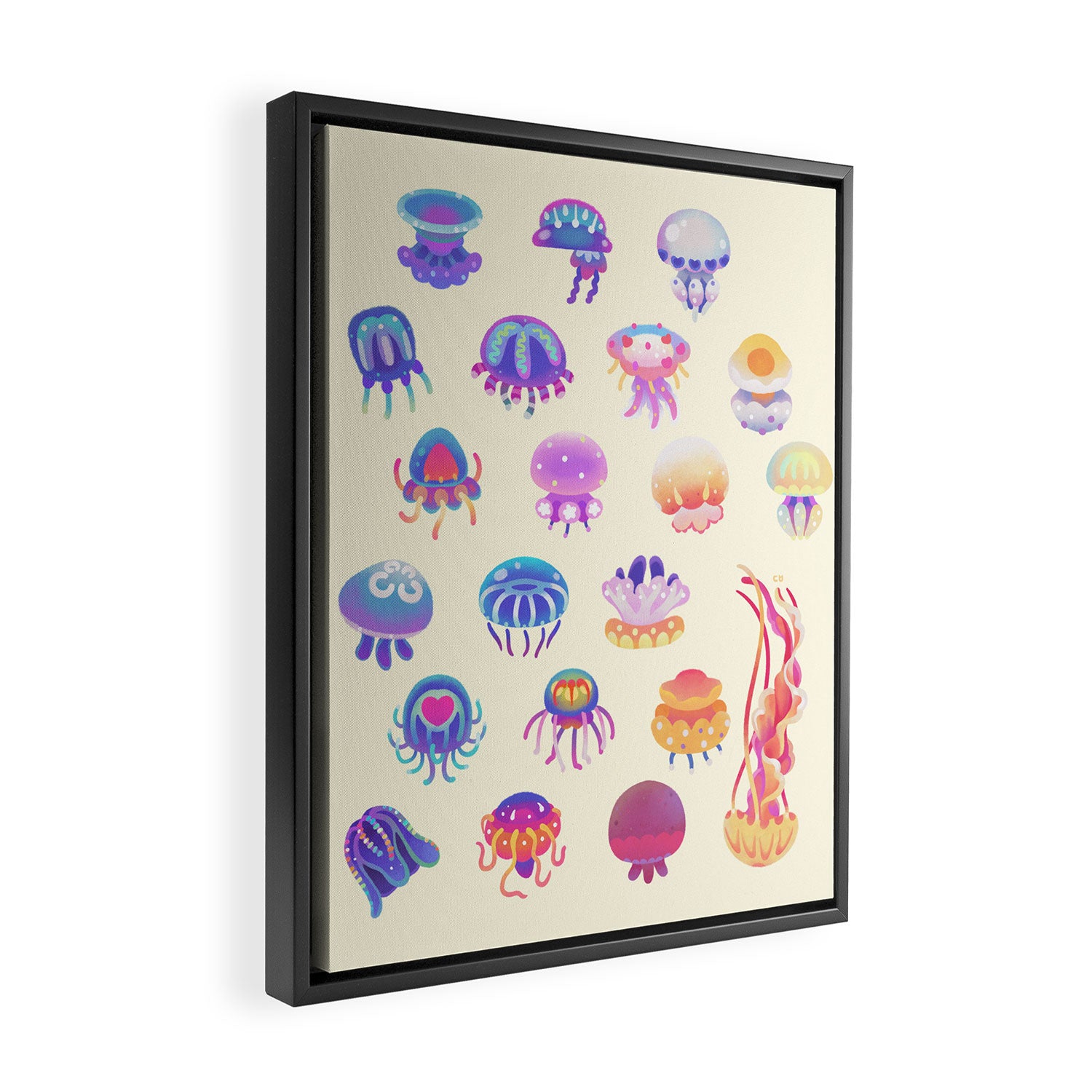 Jellyfish Day - pastel Framed Canvas Print Gallery Image 2