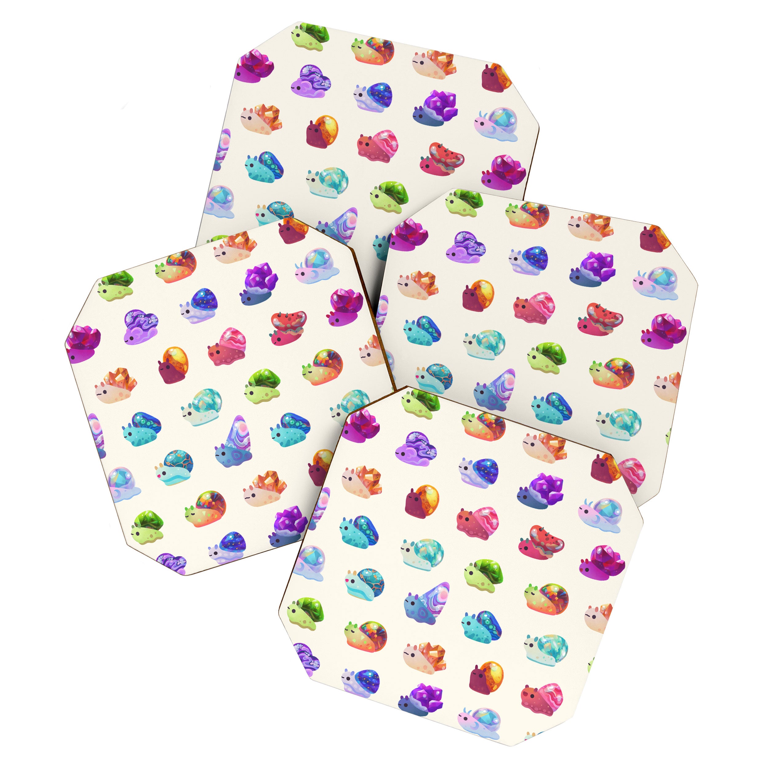 Jewel Snail - pastel Coaster Gallery Image 1
