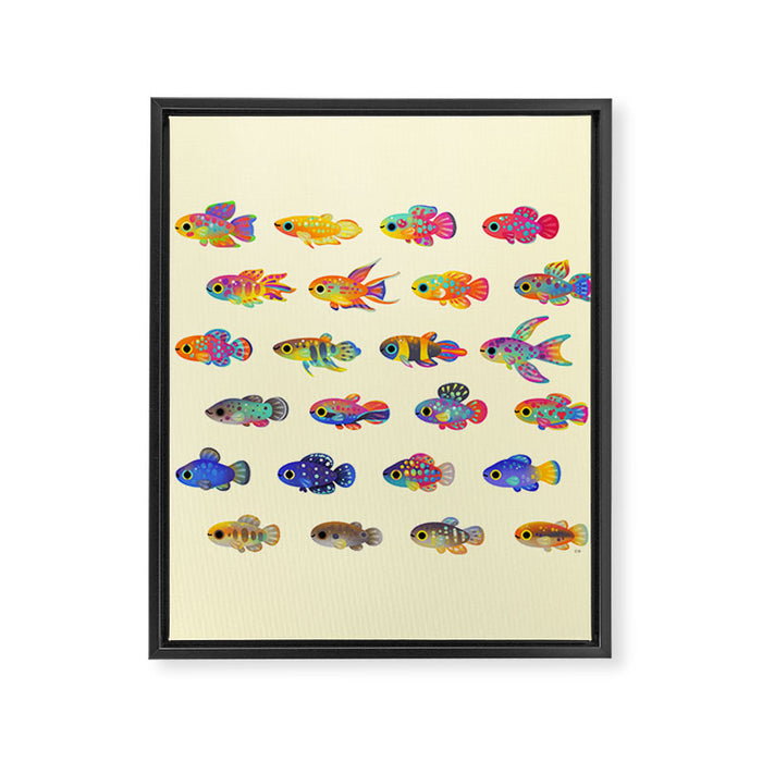 Killifish! - yellow Framed Canvas Print Gallery Image 1