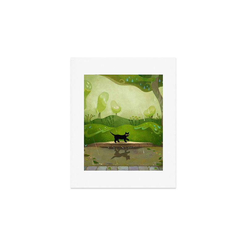 Kitty on a rainy day Art Print Gallery Image 1